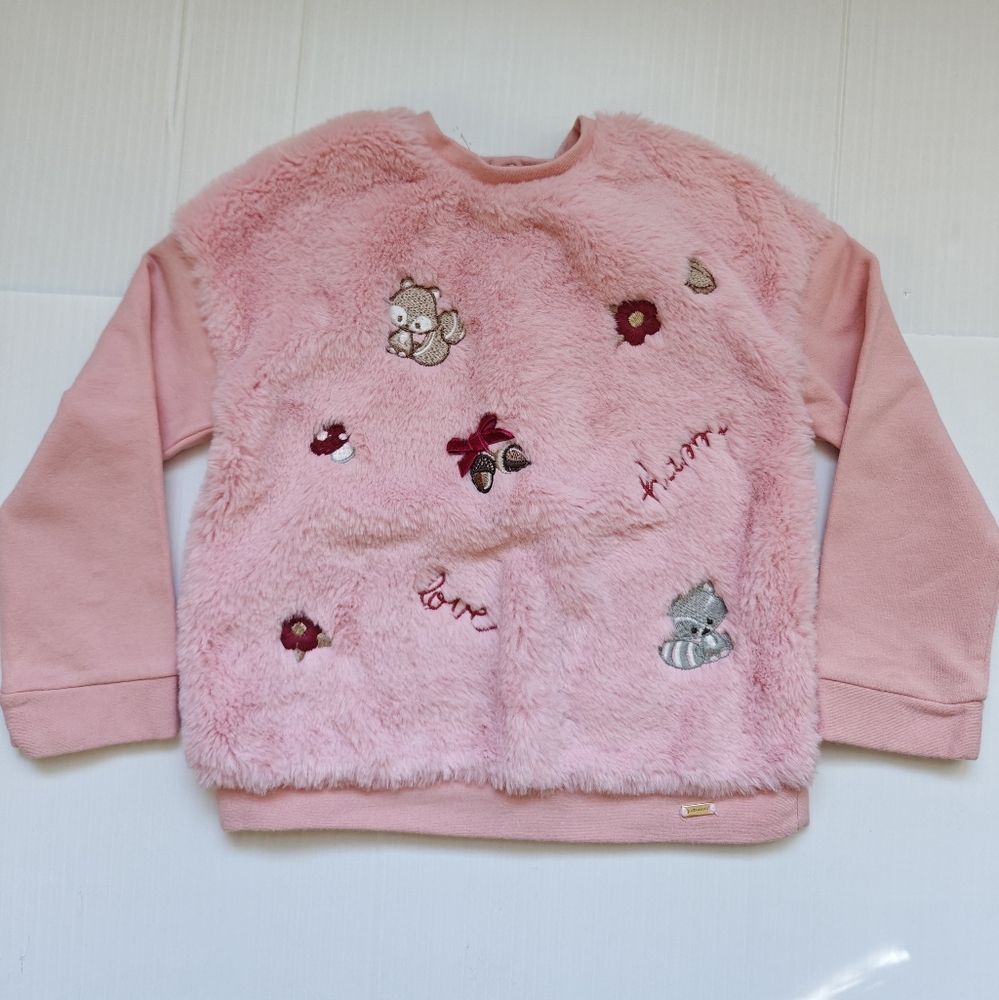 Girls pink fluffy sweatshirt shirt Mayoral size 24 months sweater